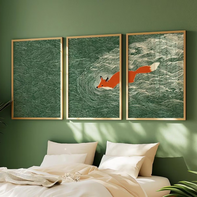 Abstract Canvas Set - 3pcs frameless Canvas Painting Japanese Fox