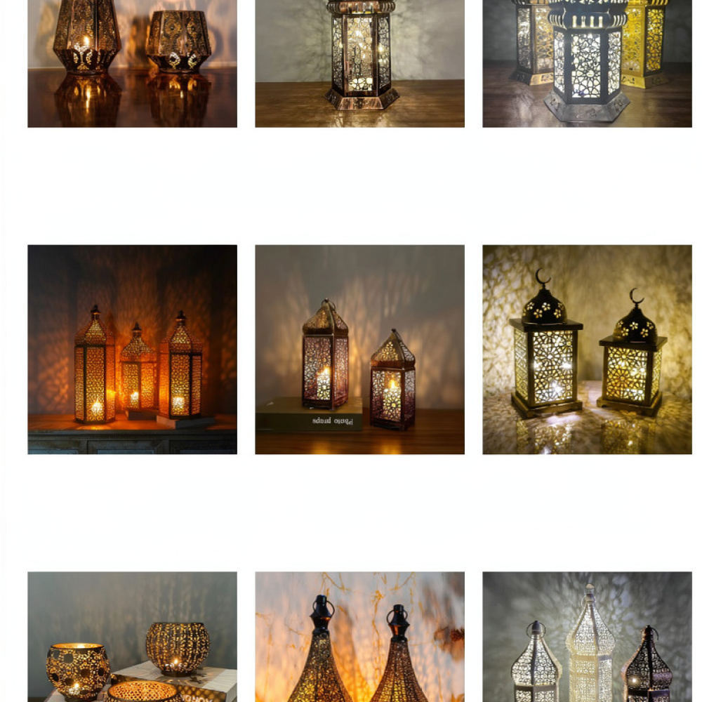 Candle Holder Decor - Rustic Moroccan Iron Candle Lantern Hollow