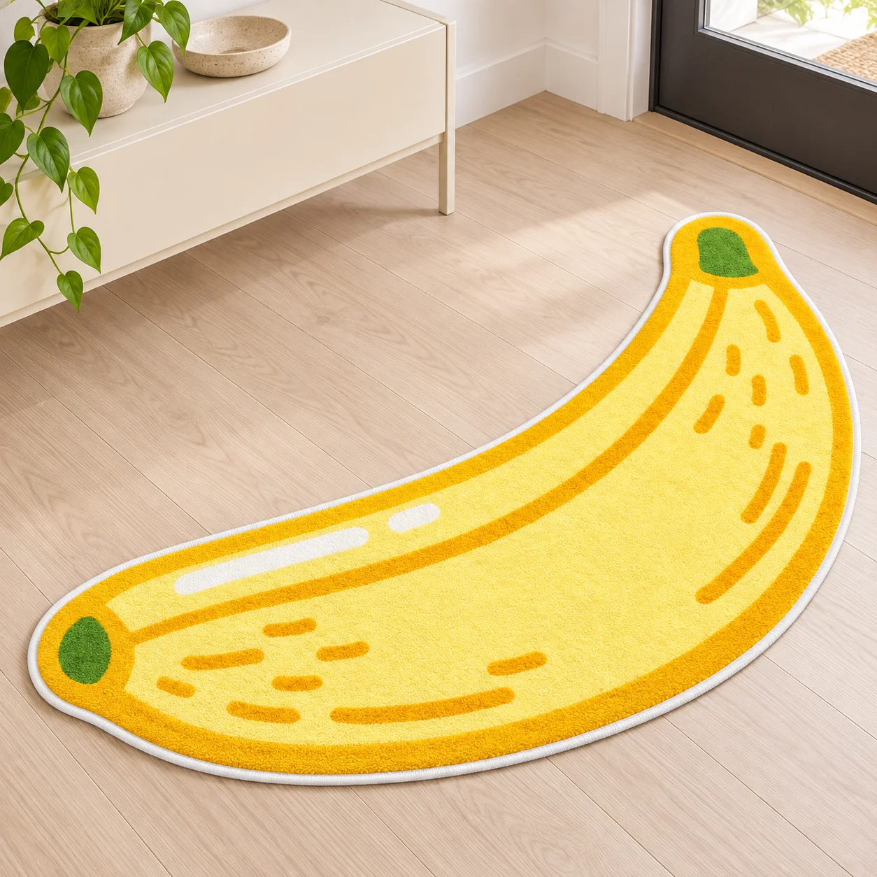 Area Rug - Yellow Banana Shaped Area Rug, Fun