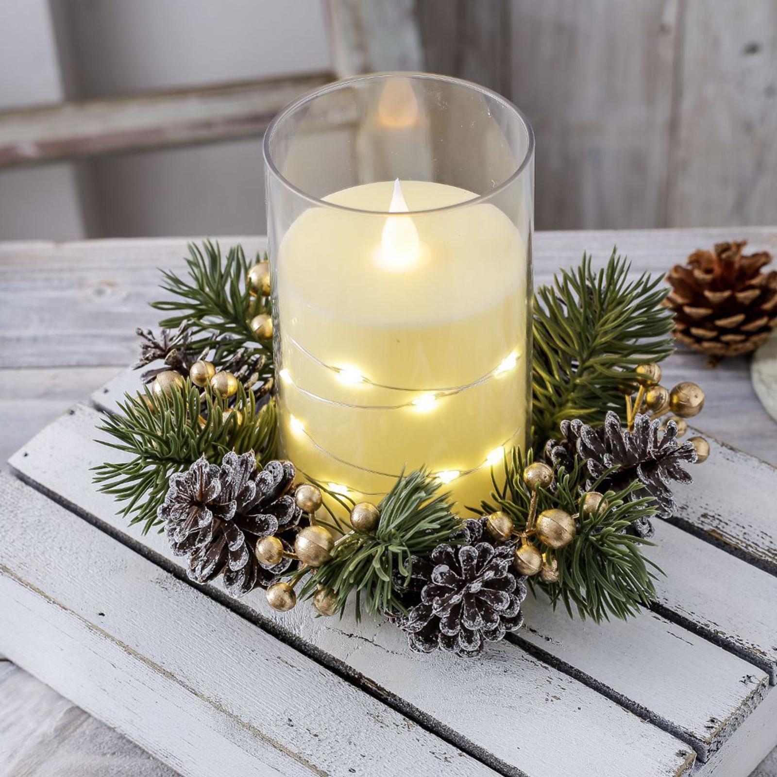 Candle Holder Decor - Christmas Candle Ring Wreath Candle Holder