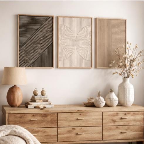 3pcs frameless Canvas Painting - Abstract Canvas Set ulasan dan harga