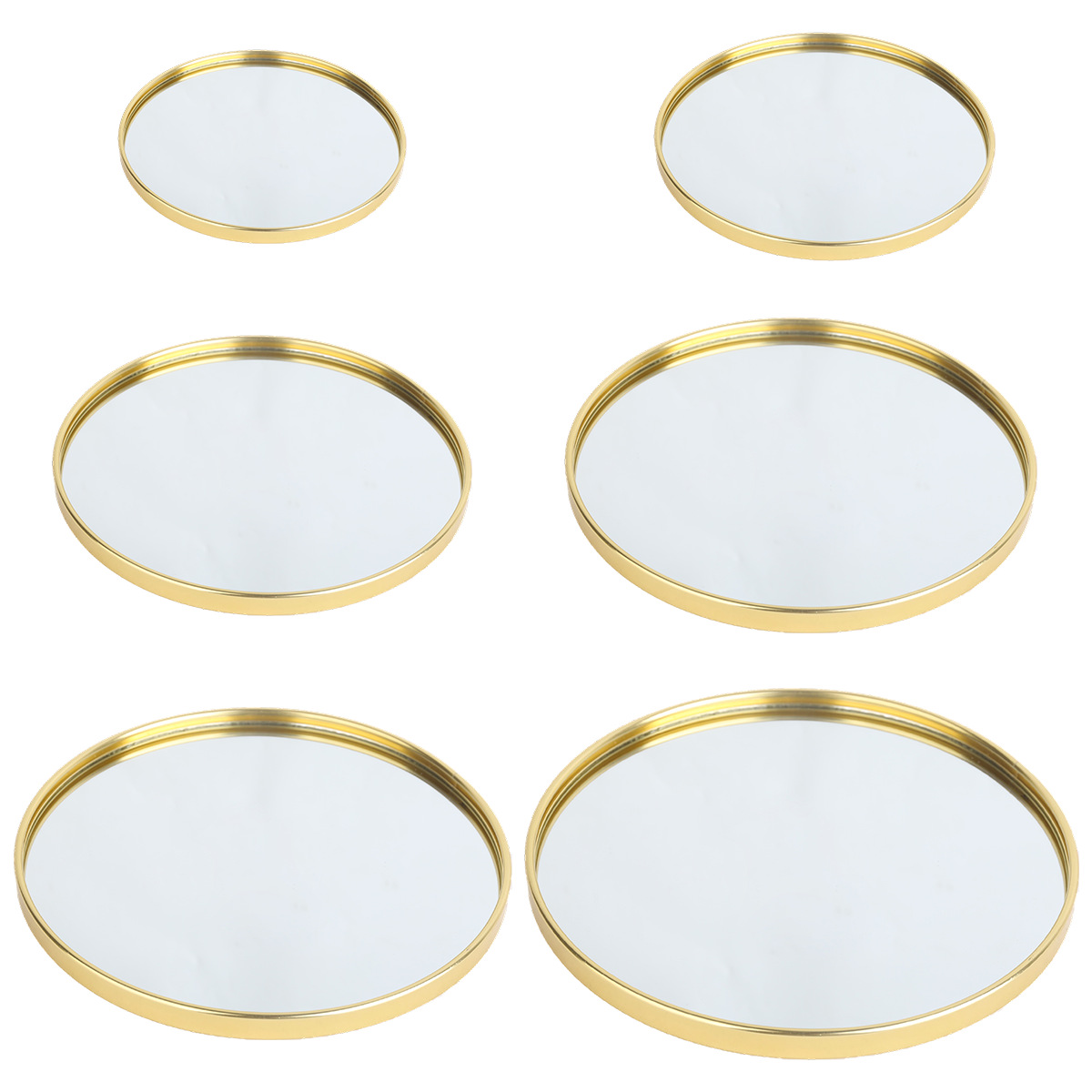 Gold‑Toned Round Mirror Tray,  - Decorative Mirror ulasan dan harga