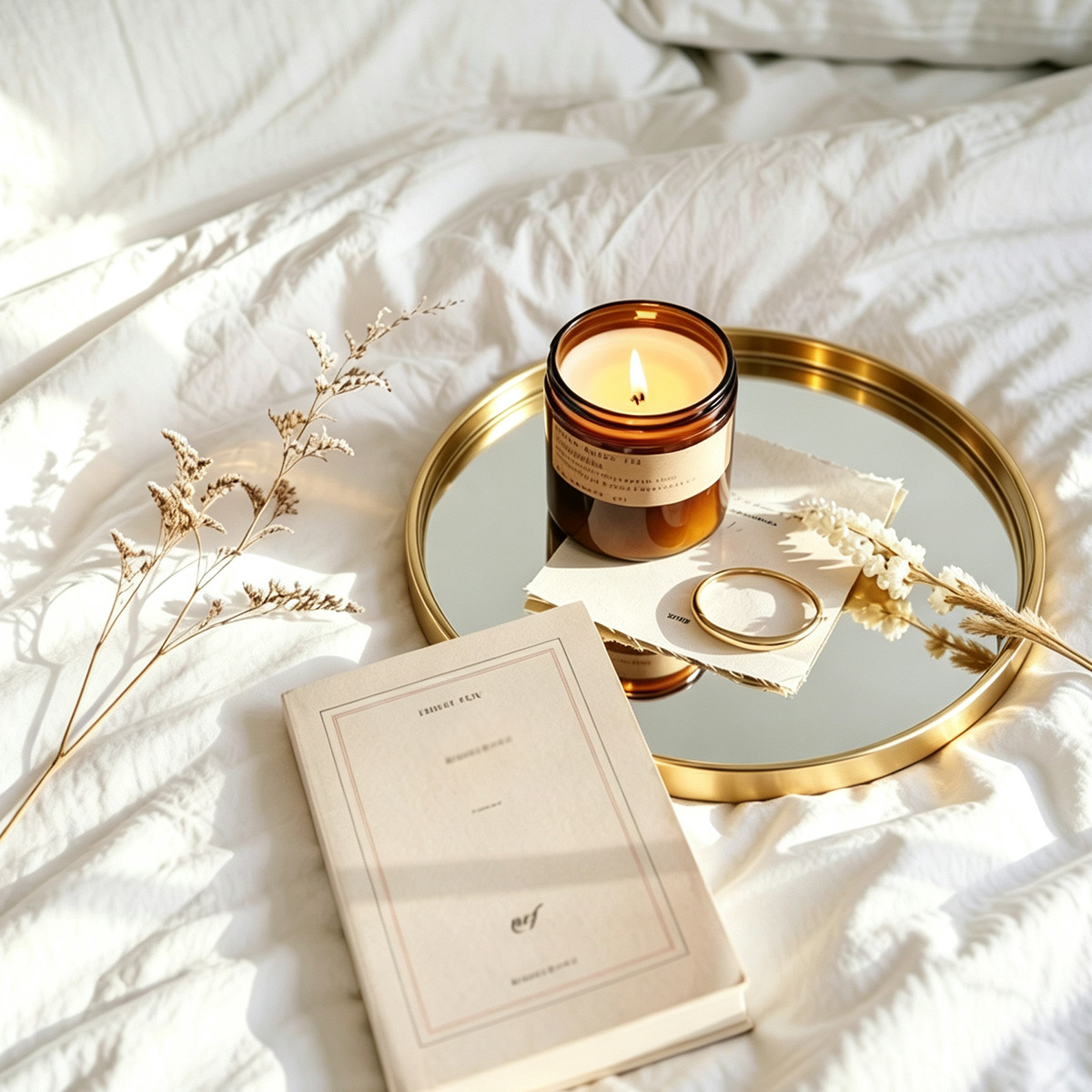 Gold‑Toned Round Mirror Tray,  - Decorative Mirror ulasan dan harga