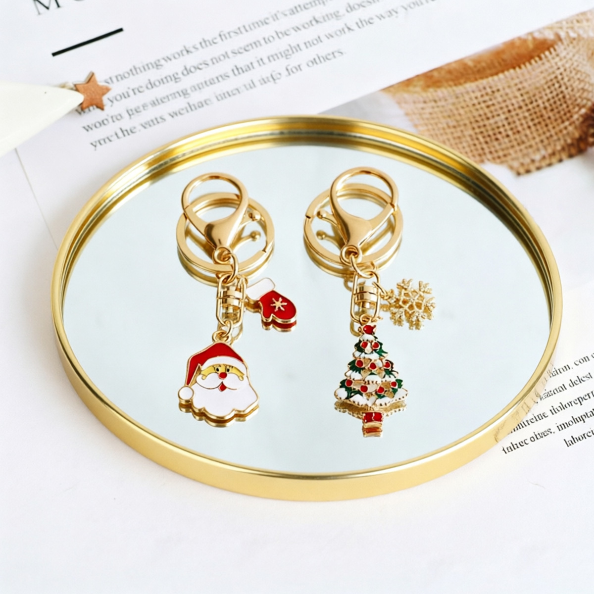 Gold‑Toned Round Mirror Tray,  - Decorative Mirror ulasan dan harga