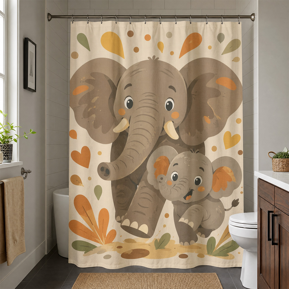 Cute Cartoon Elephant Family S - Curtain Curtain ulasan dan harga