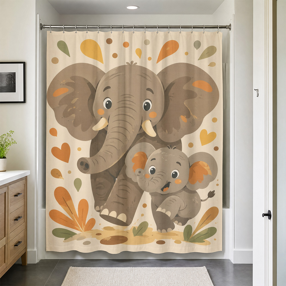 Cute Cartoon Elephant Family S - Curtain Curtain ulasan dan harga