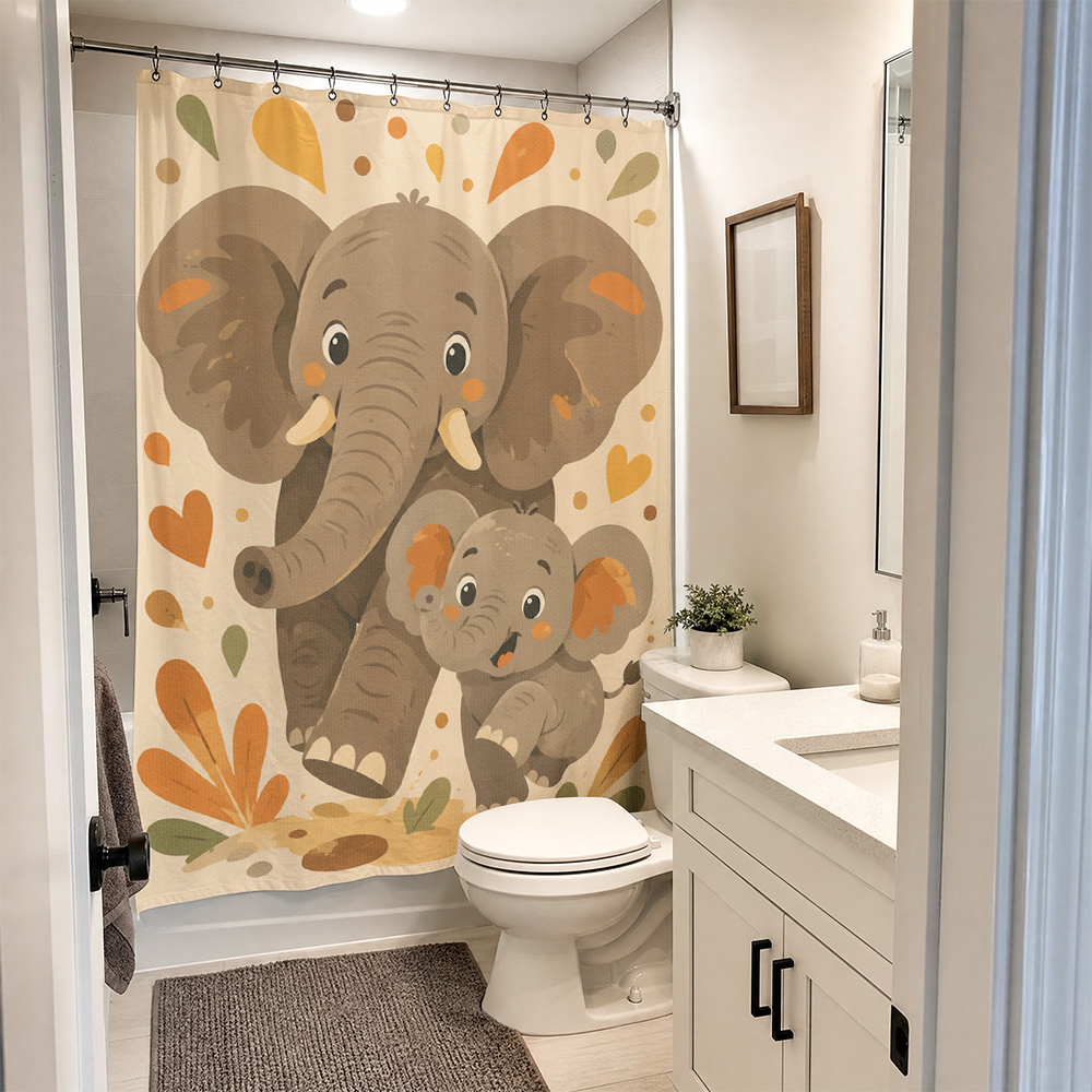 Cute Cartoon Elephant Family S - Curtain Curtain ulasan dan harga