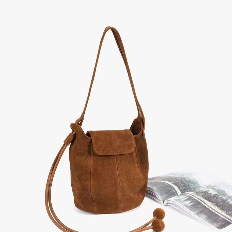 Frosted Suede Bucket Bag Pumpk - Interior Design High End ulasan dan harga