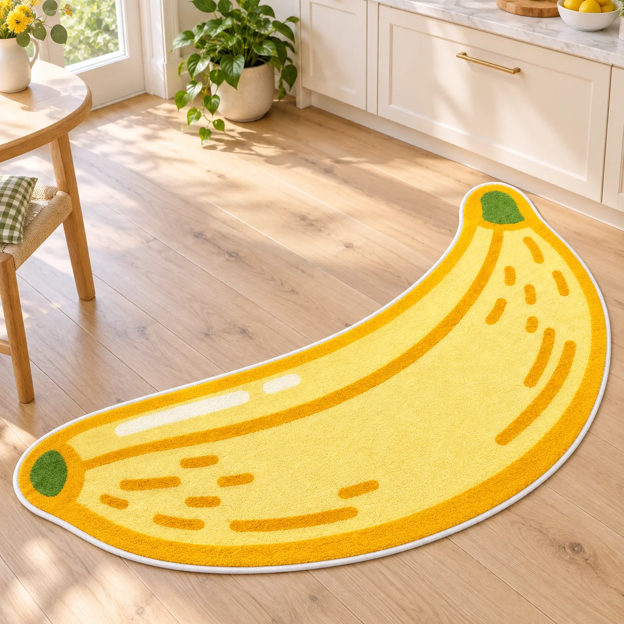 Yellow Banana Shaped Area Rug, - Area Rug ulasan dan harga