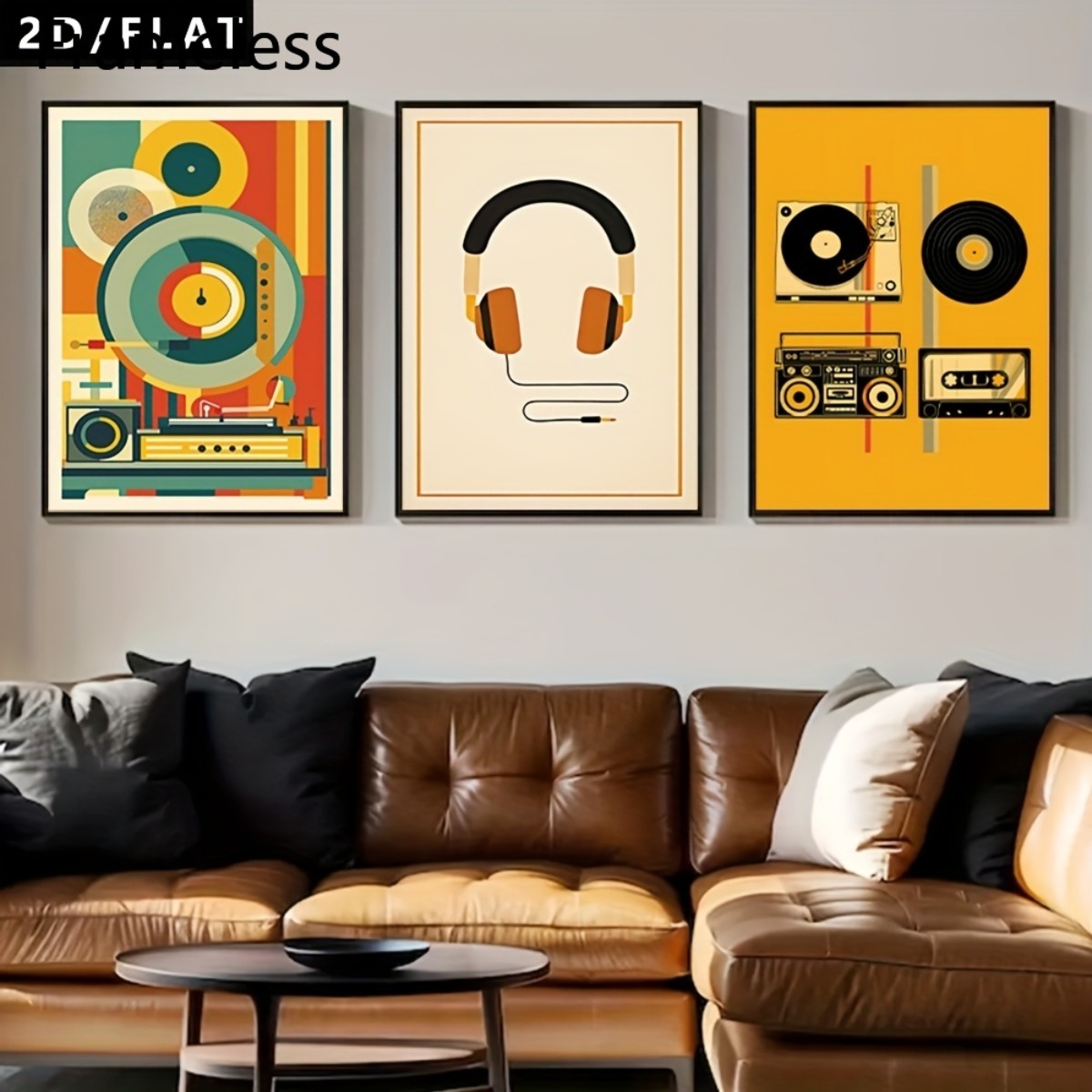 (NoFrame 3PCS)-2D Flat, Set of - Abstract Canvas Set ulasan dan harga