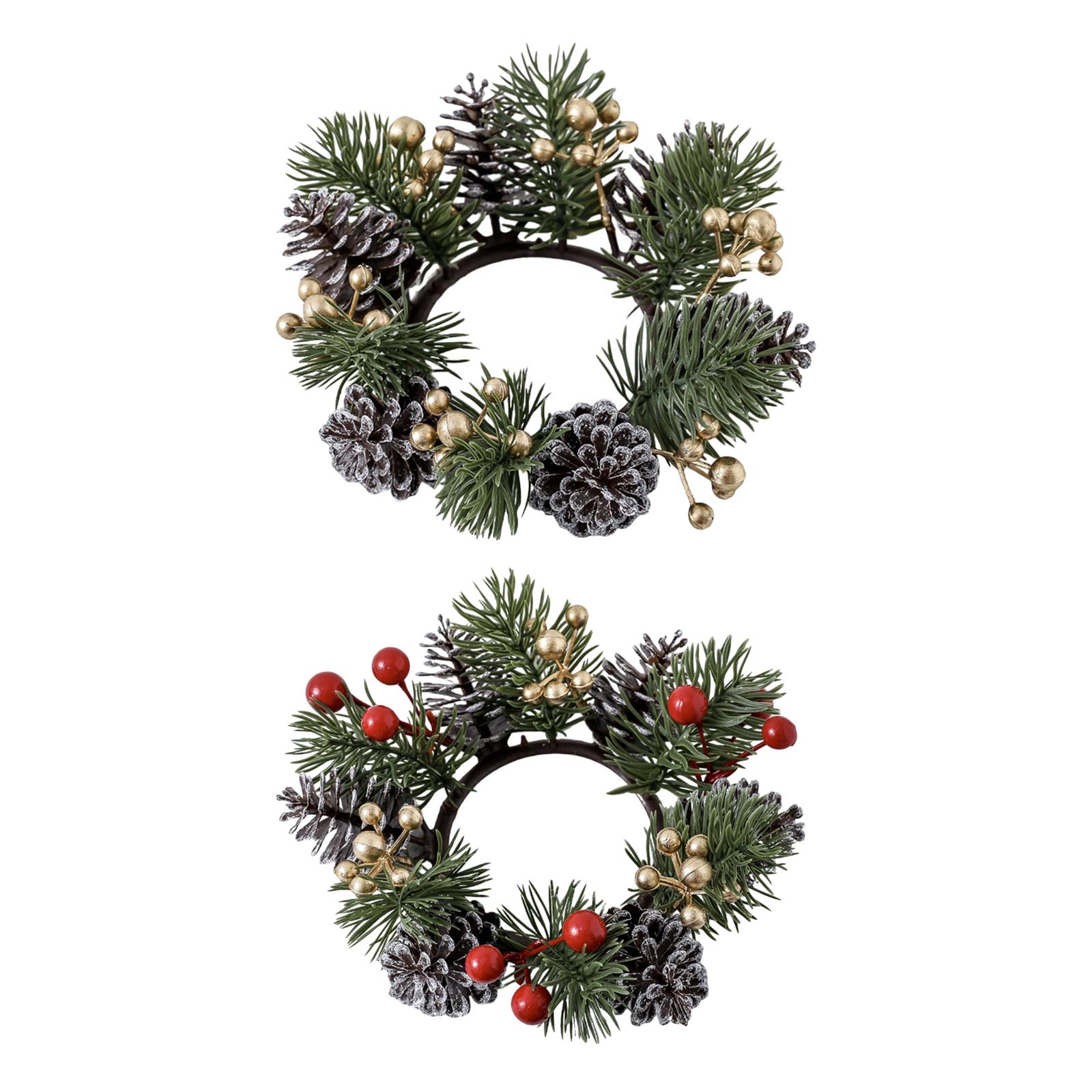 Christmas Candle Ring Wreath C - Candle Holder Decor ulasan dan harga