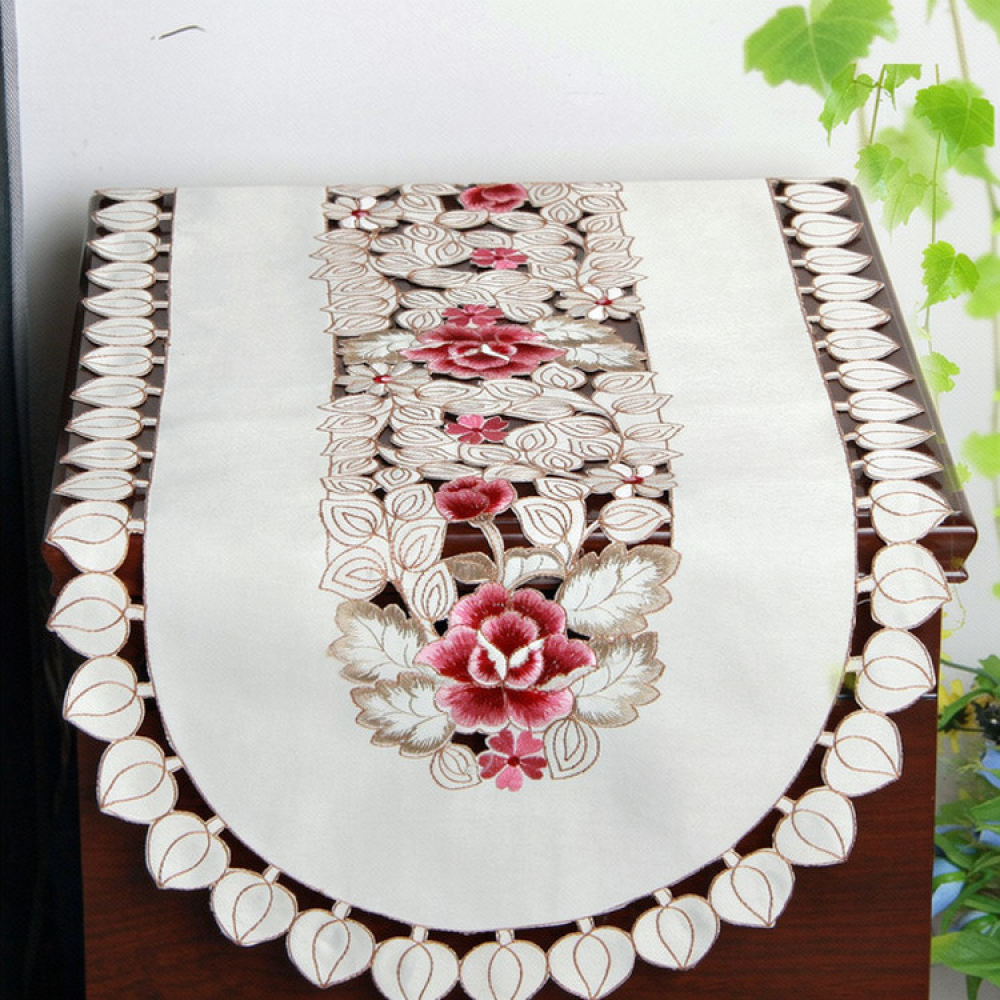 Elegant Floral Embroidered Tab - Table Runner ulasan dan harga