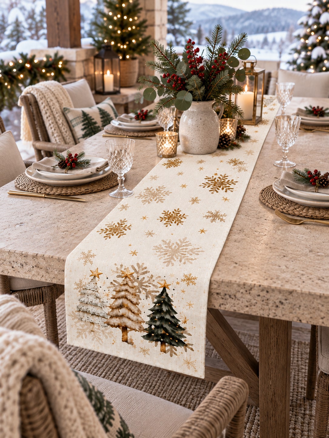 Christmas Table Runner, Gold S - Table Runner ulasan dan harga