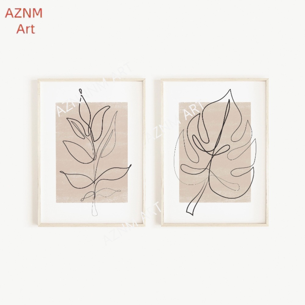 1/2Pcs Botanical Line Art Prin - Abstract Canvas Set ulasan dan harga