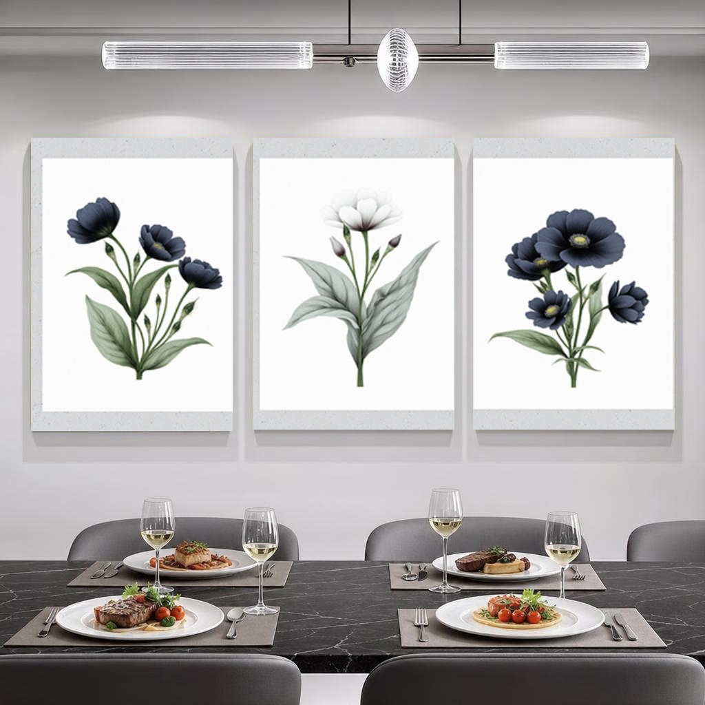 2D Flat, 2D Flat, 3pcs Boho Fl - Abstract Canvas Set ulasan dan harga