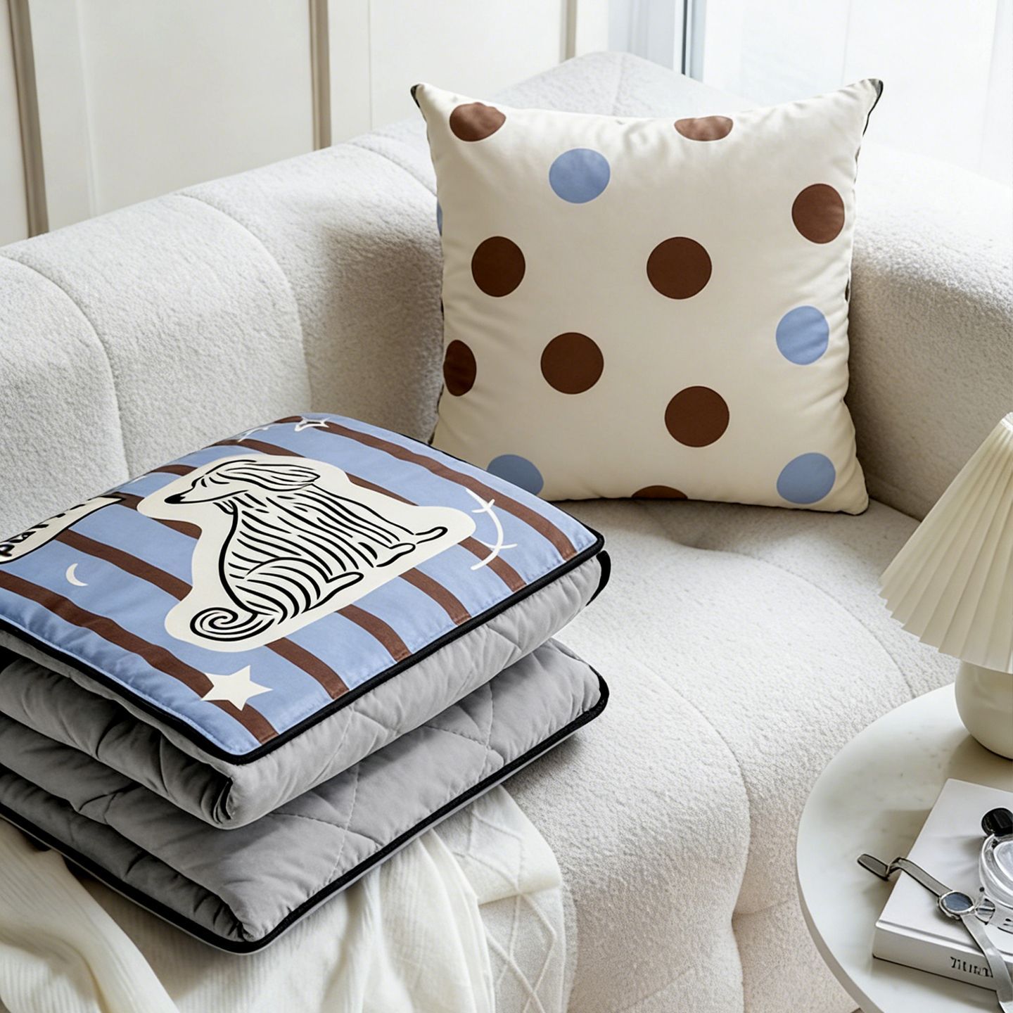 Cute Dog Pattern Striped Pillo - Throw Pillow ulasan dan harga