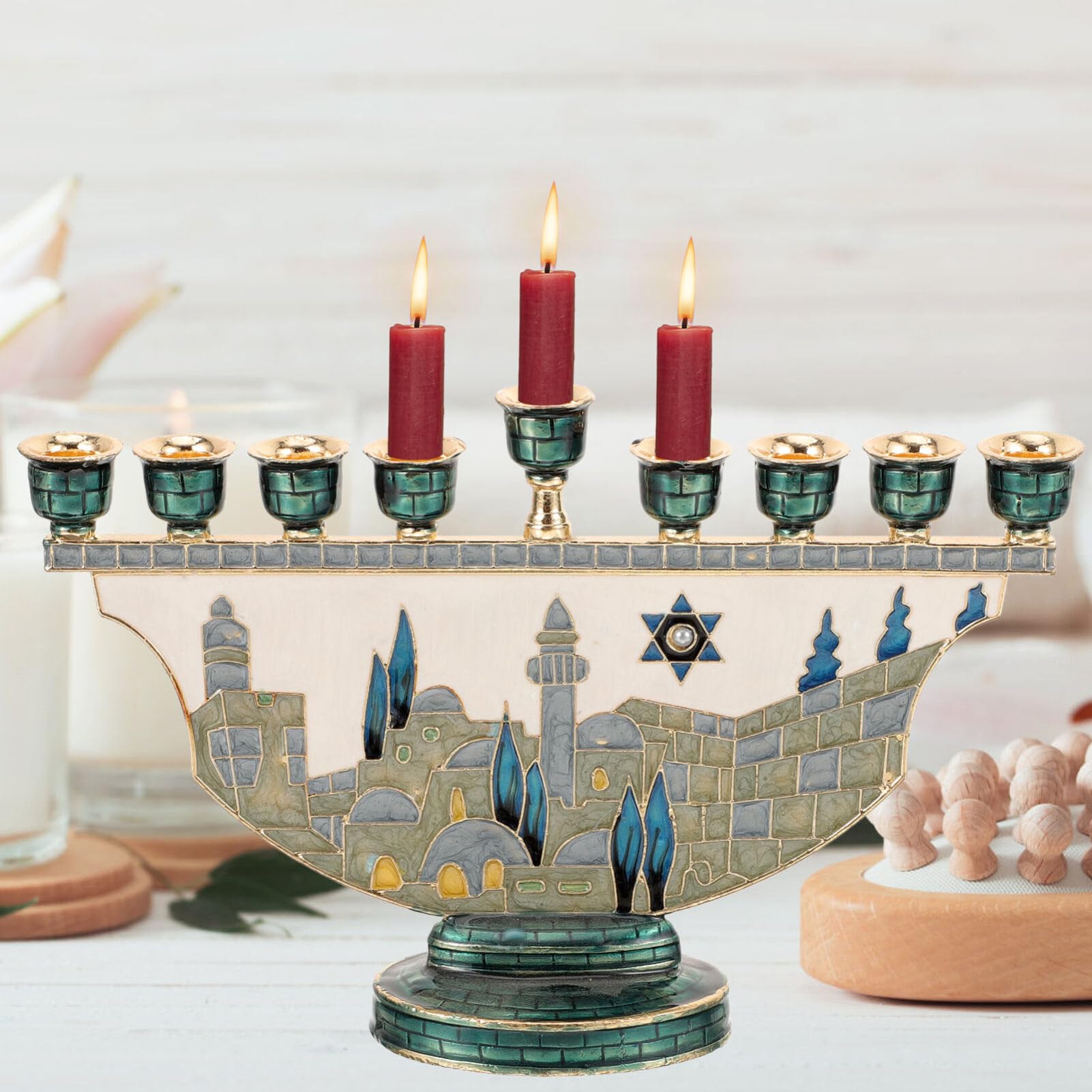 Jerusalem Menorah Hanukkah Can - Candle Holder Decor ulasan dan harga